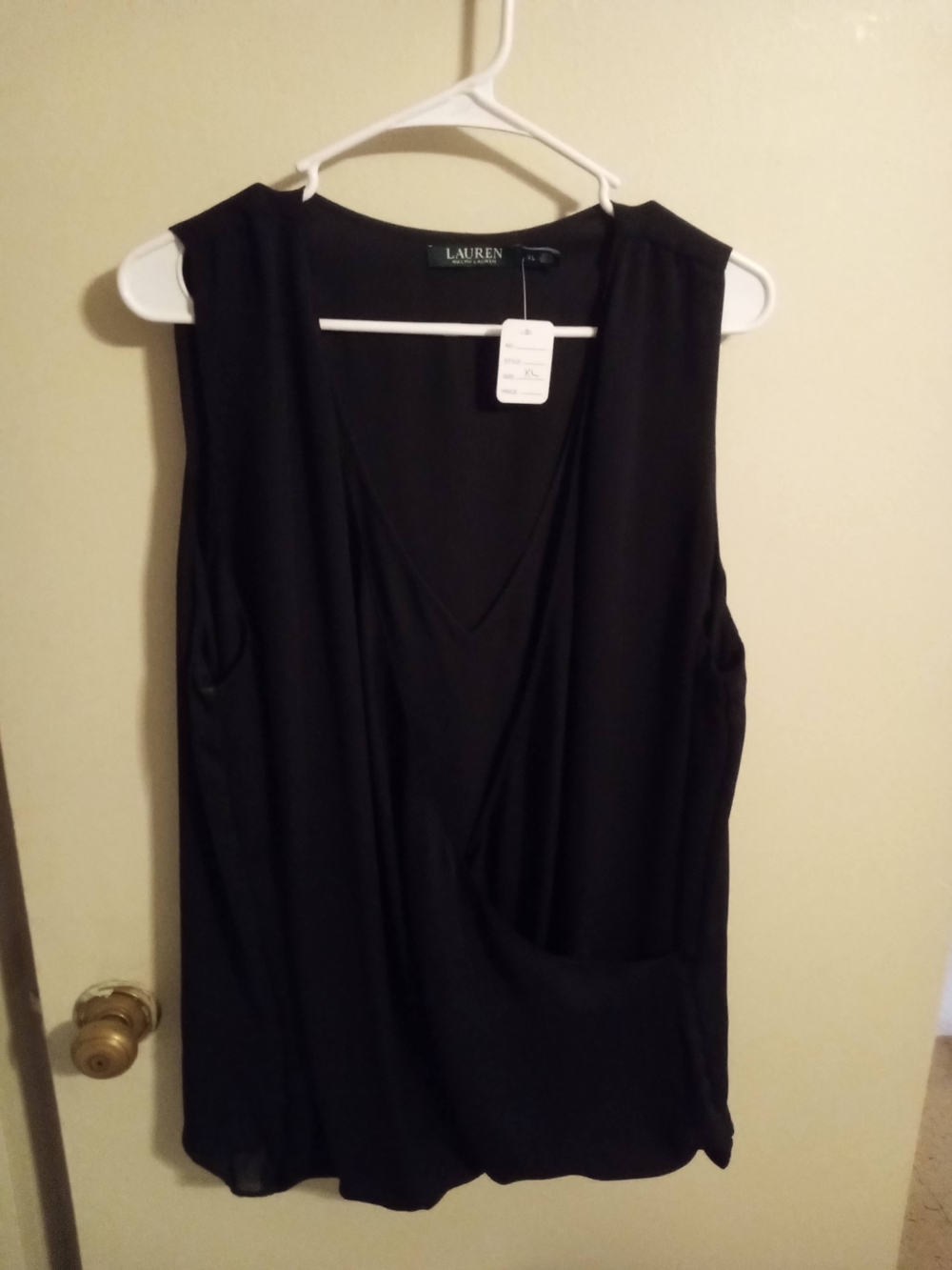 Ralph Lauren Black Draped V-Neck Sleeveless Camisole